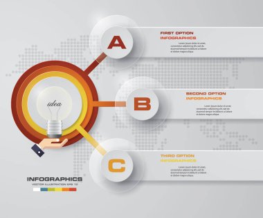 Modern 3 adım süreci. Basit ve düzenlenebilir soyut tasarım öğesi. 