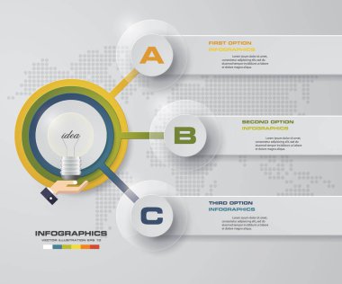 Modern 3 adım süreci. Basit ve düzenlenebilir soyut tasarım öğesi. 