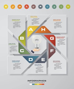 Infographic 8 adımlar iş şablonu vektör çizim. 