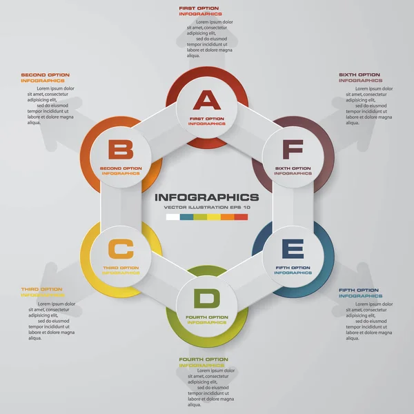 Moderner 6-stufiger Prozess. einfaches und editierbares abstraktes Gestaltungselement. eps10. — Stockvektor