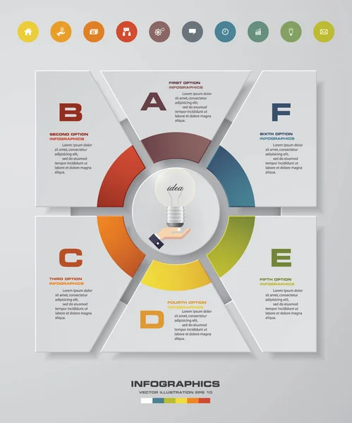 Infographie Illustration vectorielle du modèle d'entreprise en 6 étapes . — Image vectorielle