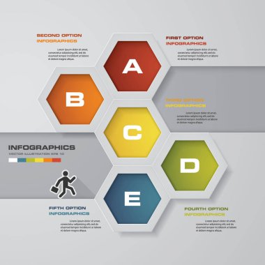 Infographic tasarım şablonu 5 seçenekleri sunu şablonu.