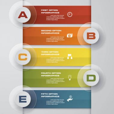 Infographic tasarım şablonu 5 seçenekleri sunu şablonu.