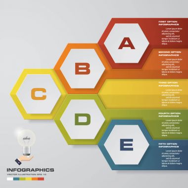 Infographic tasarım şablonu 5 seçenekleri sunu şablonu. 