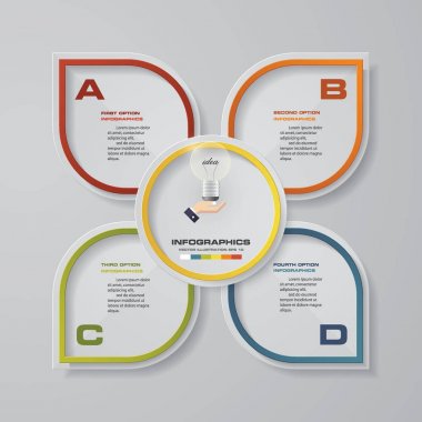 4 adımda infographics sunu şablonu. örnek metin ve veri alanı olan 4 adımlar. 