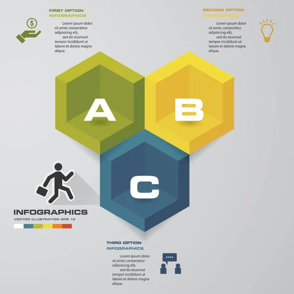 Infografis 3 langkah bisnis template vector ilustrasi . - Stok Vektor