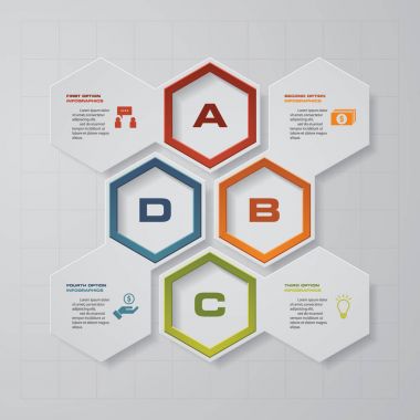 4 adımda işlemi. Basit ve düzenlenebilir tasarım öğesi soyut. Vektör. EPS 10.