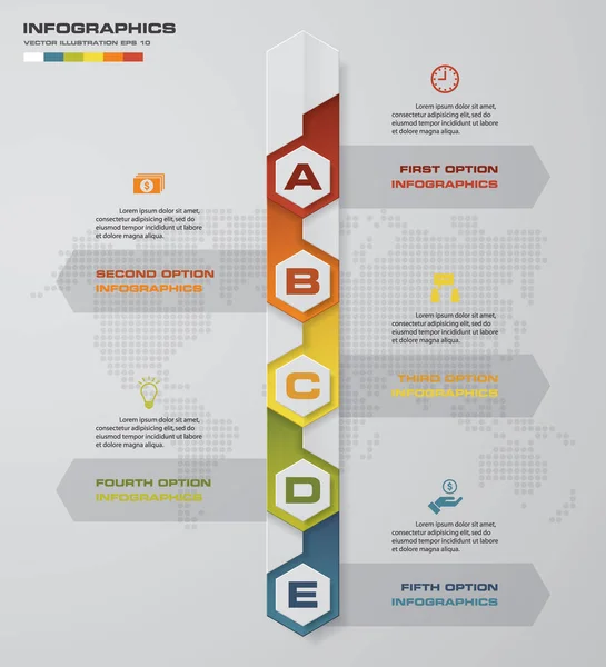 Élément d'infographie chronologique en 5 étapes. Infographie en 5 étapes, EPS10 . — Image vectorielle