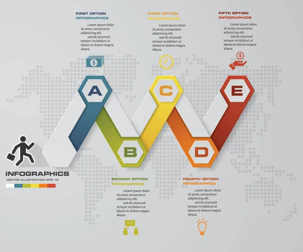 Élément d'infographie chronologique en 5 étapes. Infographie en 5 étapes, EPS10 . — Image vectorielle