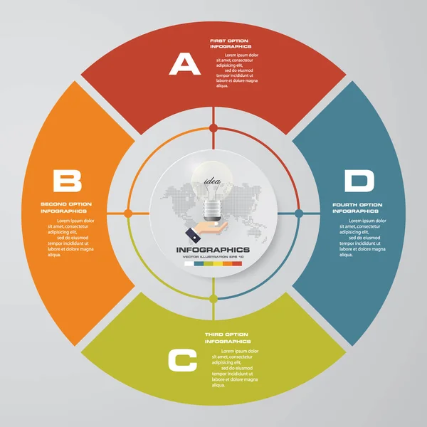 Soyut 4 adımda modern pasta grafiği infographics öğeler. Vektör çizim. — Stok Vektör