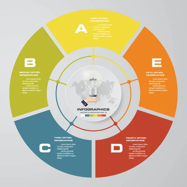 Soyut 5 adım modern pasta grafiği infographics öğeler. Vektör çizim. — Stok Vektör
