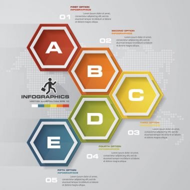 5 adım süreci. Basit ve düzenlenebilir tasarım öğesi soyut. Vektör.