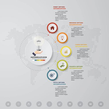 5 adım süreci. Basit ve düzenlenebilir tasarım öğesi soyut. Vektör.