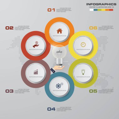 6 adım süreci. Basit ve düzenlenebilir tasarım öğesi soyut. Vektör.