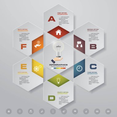 6 adım süreci. Basit ve düzenlenebilir tasarım öğesi soyut. Vektör.