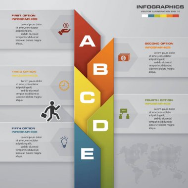 Modern 5 adım süreci. Basit ve düzenlenebilir tasarım öğesi soyut. Eps10.