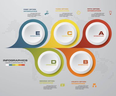 Modern 5 adım süreci. Basit ve düzenlenebilir tasarım öğesi soyut. Eps10.