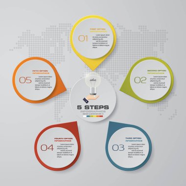 Modern 5 seçeneği sunum iş infographics şablonu. EPS 10.