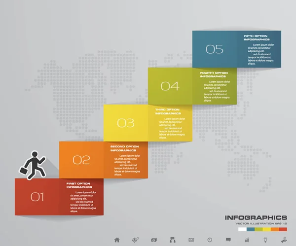 Pasos Línea Tiempo Elemento Infográfico Flecha Pasos Infografía Banner Vectorial — Vector de stock