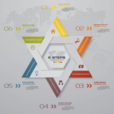 Modern 6 adımda işlemi. Basit ve düzenlenebilir tasarım öğesi soyut. Eps10.