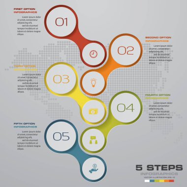 Modern 5 adım süreci. Basit ve düzenlenebilir tasarım öğesi soyut. Eps10.