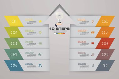 10 adım ok Infografics şablonu. Sununuz için. EPS 10.
