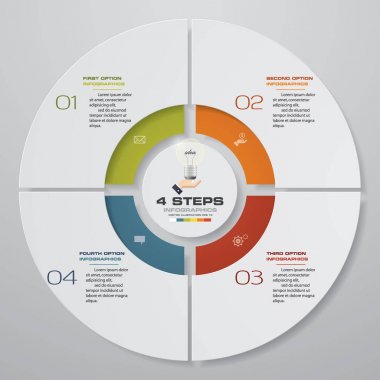 Modern 4 adımda işlemi. Basit ve düzenlenebilir pasta grafik tasarım Infographic öğesi. Eps10.