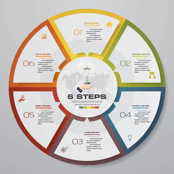 Moderno Processo Fasi Elemento Infografico Design Grafico Torta Semplice Modificabile — Vettoriale Stock