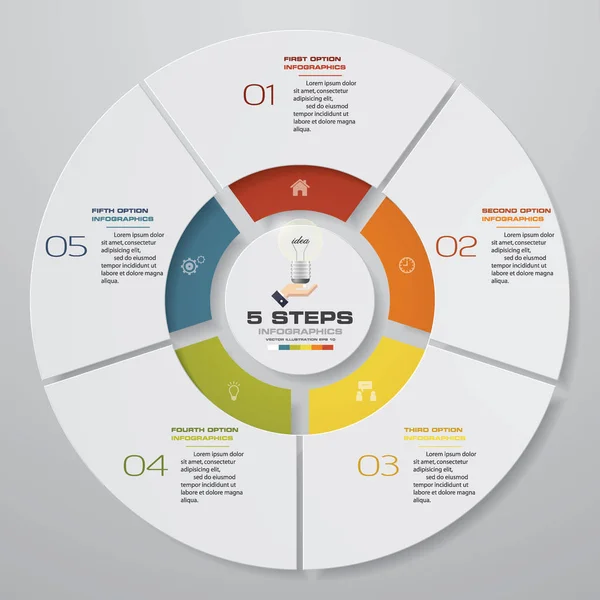 Moderna Steg Process Infografik För Enkel Redigeringsbar Cirkeldiagram Designelement Eps10 — Stock vektor