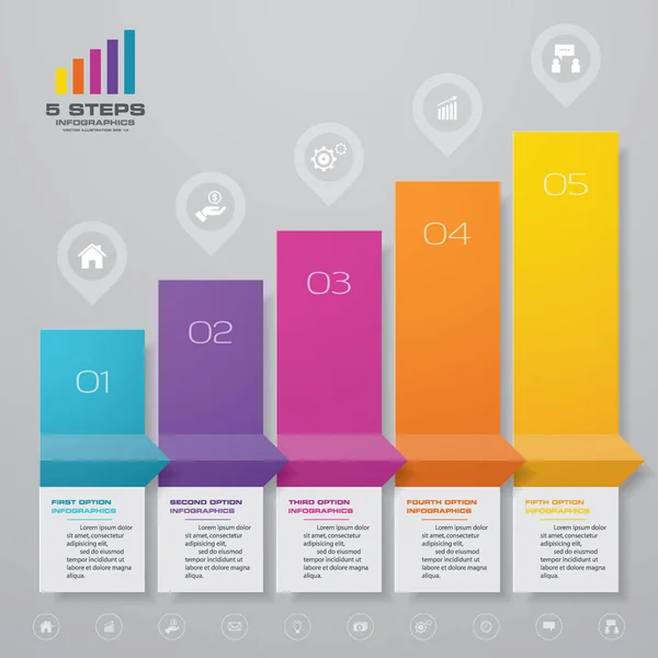 5 steps infographics chart design element. For data presentation.