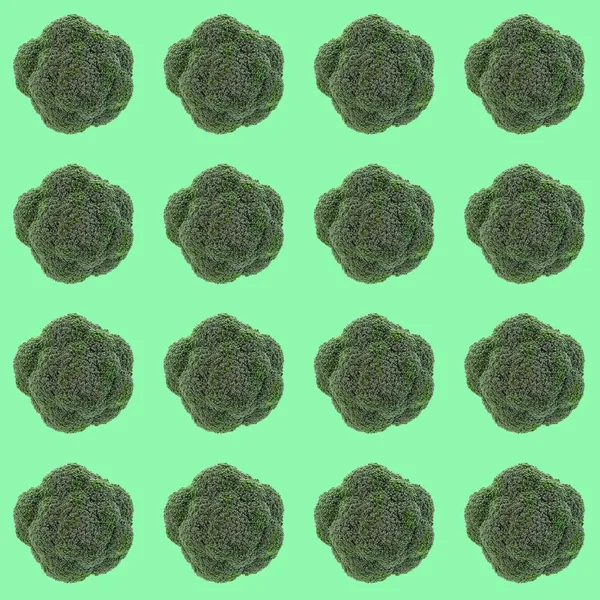 Broccoli Vegetabiliskt Mönster Ovanifrån Isolerad Grön Bakgrund — Stockfoto