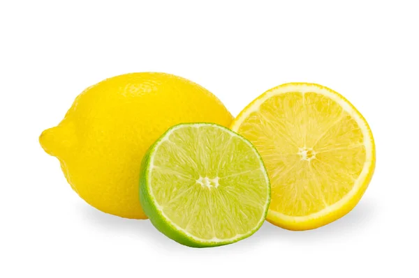 Half Lime Lemon Isolated White Background — Stock Photo, Image