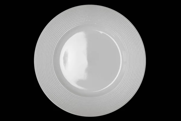 Вид Сверху Белое Блюдо Черном Фоне — стоковое фото