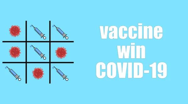 Tic Tac Toe Game Spuit Virus Met Tekstvaccin Winnen Covid — Stockfoto