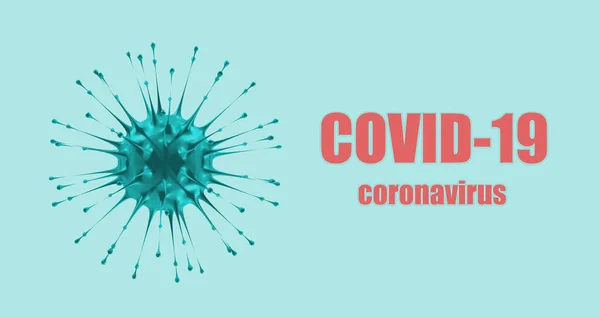 파란색 배경에 Covid 코로나 바이러스가 바이러스 세계적 렌더링 — 스톡 사진