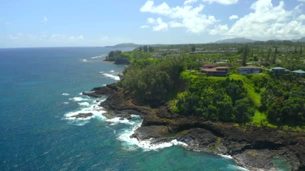 Drone Aéreo Imagens Hawaii Princeville Ilha Kauai — Vídeo de Stock