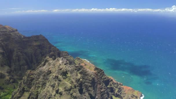 Avión Tripulado Aéreo Por Encima Costa Pali Kauai Isla Hawaii — Vídeo de stock
