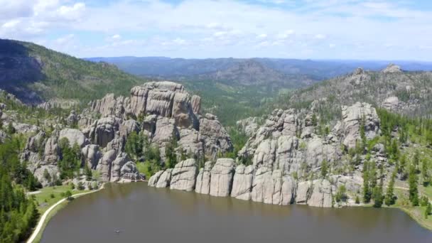 Avión Tripulado Aéreo Sobre Parque Estatal Custer Dakota Sur — Vídeo de stock