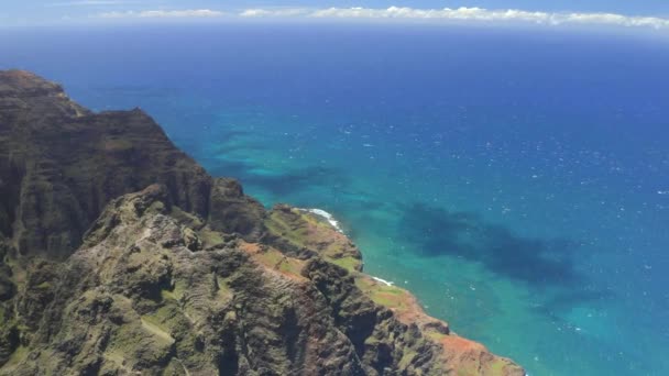 Dron Aéreo Alto Costa Pali Kauai Island Hawaii — Vídeos de Stock