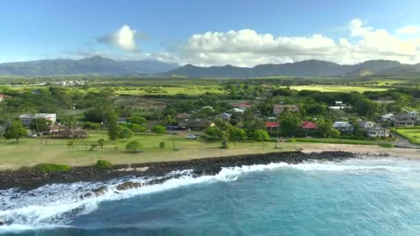 Vista Aérea Del Dron Los Balnearios Poipu Koloa Hawaii — Vídeo de stock