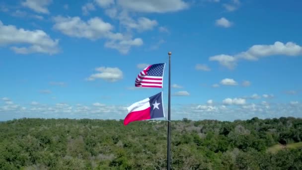 American Flag Flying Texas Flag — Stock Video