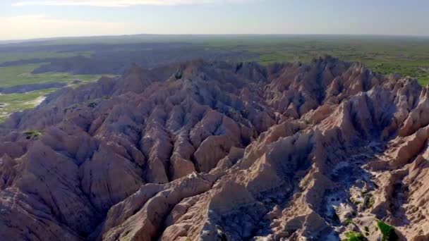 Schöne Luftdrohne Filmmaterial Badlands Nationalpark — Stockvideo