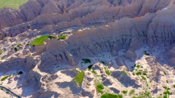 Schöne Luftdrohne Filmmaterial Badlands Nationalpark — Stockvideo