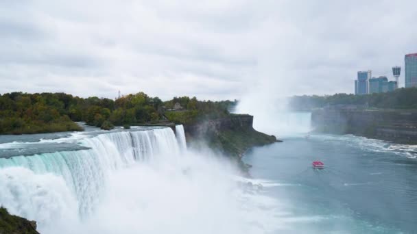 Beautiful Aerial Drone Shot Niagara Falls Canada New York — Stock Video