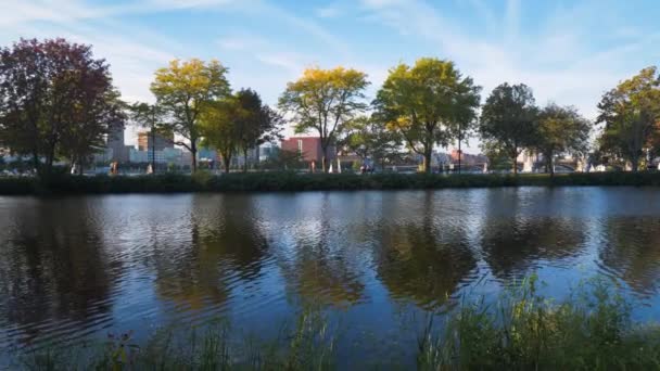 Mooi Boston Park Bij Zonsondergang Openbare Tuinen Met Toeristen Aan — Stockvideo