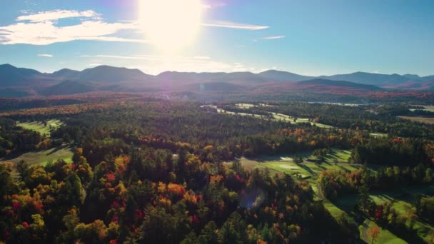 Hermoso Bosque Montañas Puesta Del Sol Avión Tripulado — Vídeos de Stock