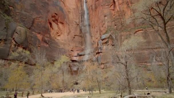 Canyon Waterfall Zion National Park Virgin River Narrows — Stock Video