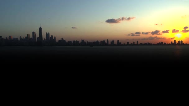 Chicago Skyline Zachodzie Słońca — Wideo stockowe