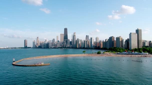 Chicago Playa Ciudad Skyline Lago Micjalá — Vídeo de stock