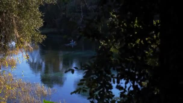 Crystal River Crystal Federt Kajakfahrer Zeitlupe — Stockvideo